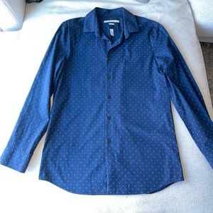 Perry Ellis Navy Speckled Portfolio Dress Shirt | Men’s Size Large